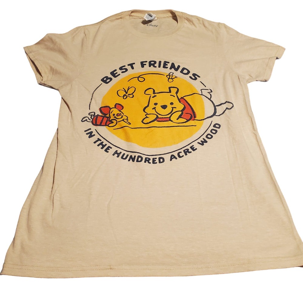 Disney Winnie the Pooh and Piglet Size S T-Shirt Best Friends Ivory